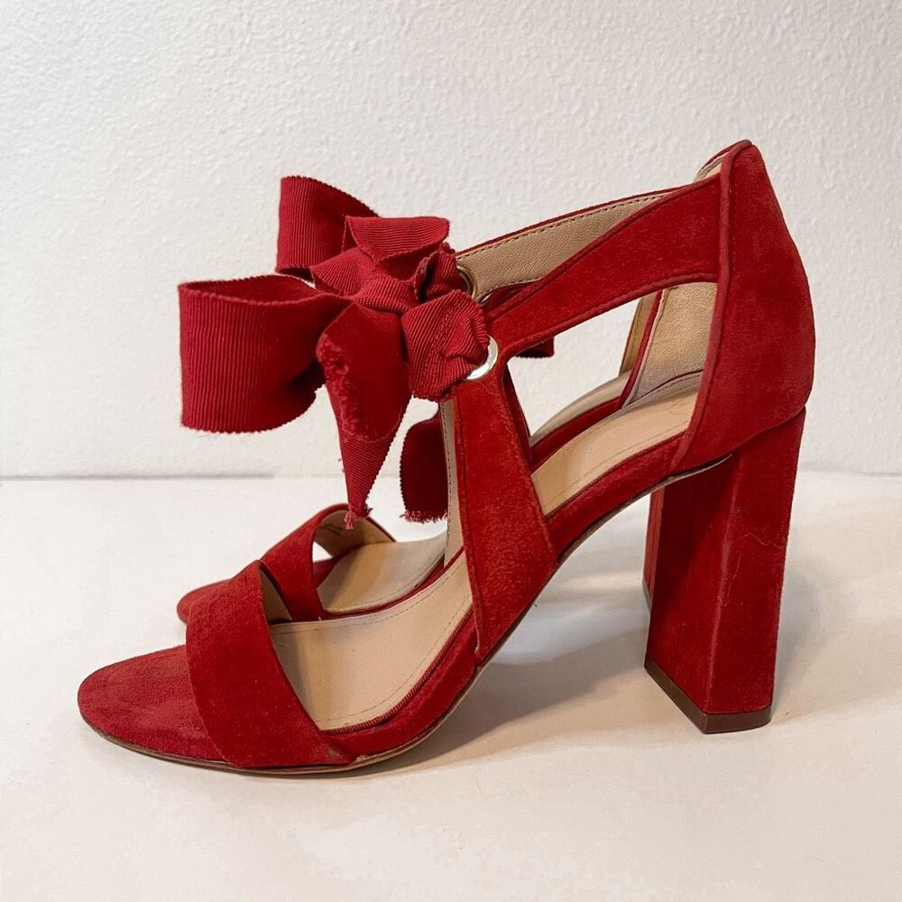 AD & Daughters Charlotta Red Suede Tie High‎ Heels Size 6.5